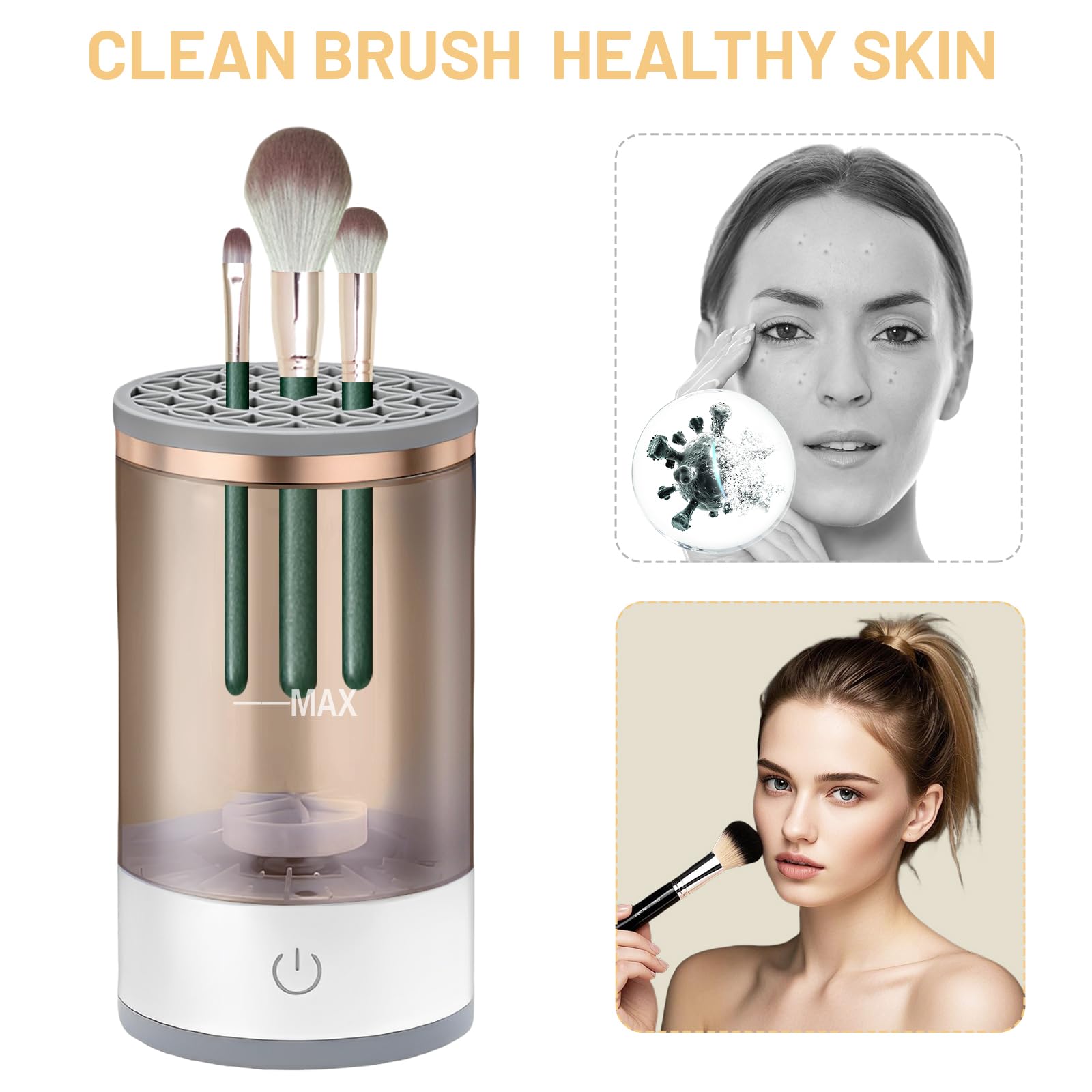 Electric Makeup Brush Cleaner Machine, Professional Automatic Cosmetic Brush Cleaner for Fast and Deep Cleaning, Compatible with All Brush Sizes