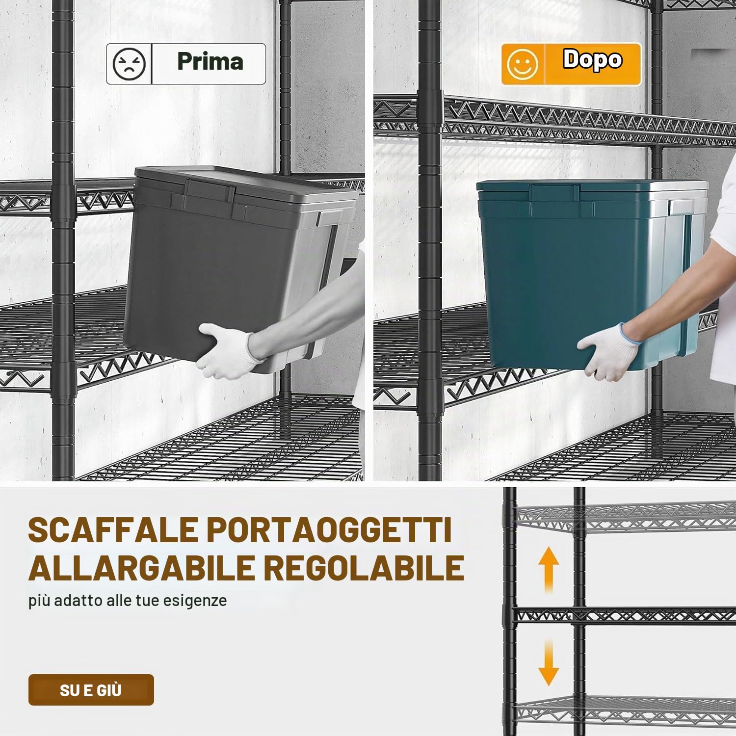 Scaffalatura a 5 ripiani, 183x155x40 cm, Capacità 550 kg, 5 Ripiani Regolabili, Montaggio Senza Attrezzi, Nero (Nero, 155 * 40 * 183cm)