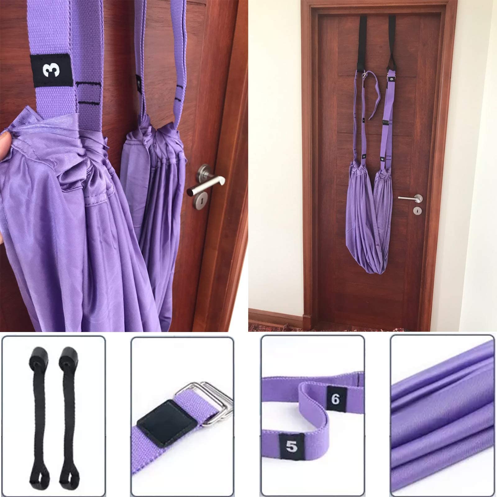 Yogagurt Beinstretcher Stretching Band Dehnungsband - Yoga Gurte aus Polyester Baumwolle, Inversion Stretch, Übungsband für Yoga Ballett Pilates Gymnastik Flexibilität Training, Lila 1Stück