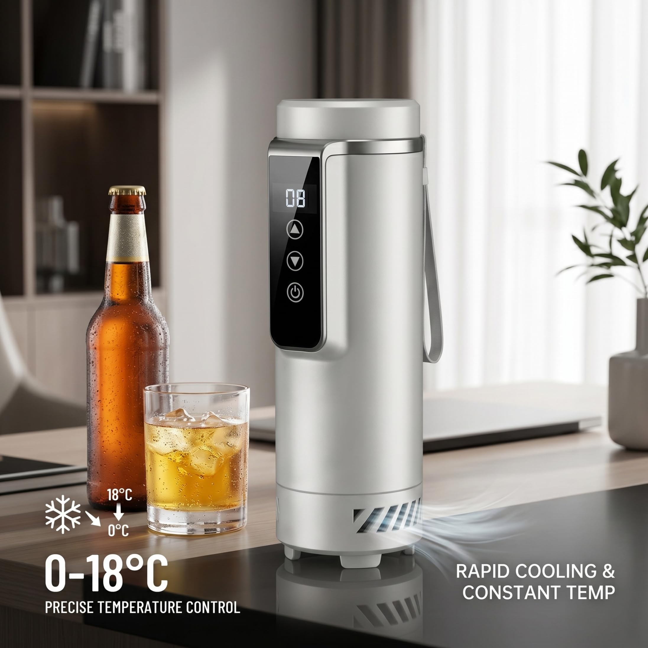 Enfriador de insulina, 0-18 ℃ Enfriador de medicamentos portátil para viajes Taza con pantalla de temperatura alimentada por USB para 1 a 5 bolígrafos, blanco