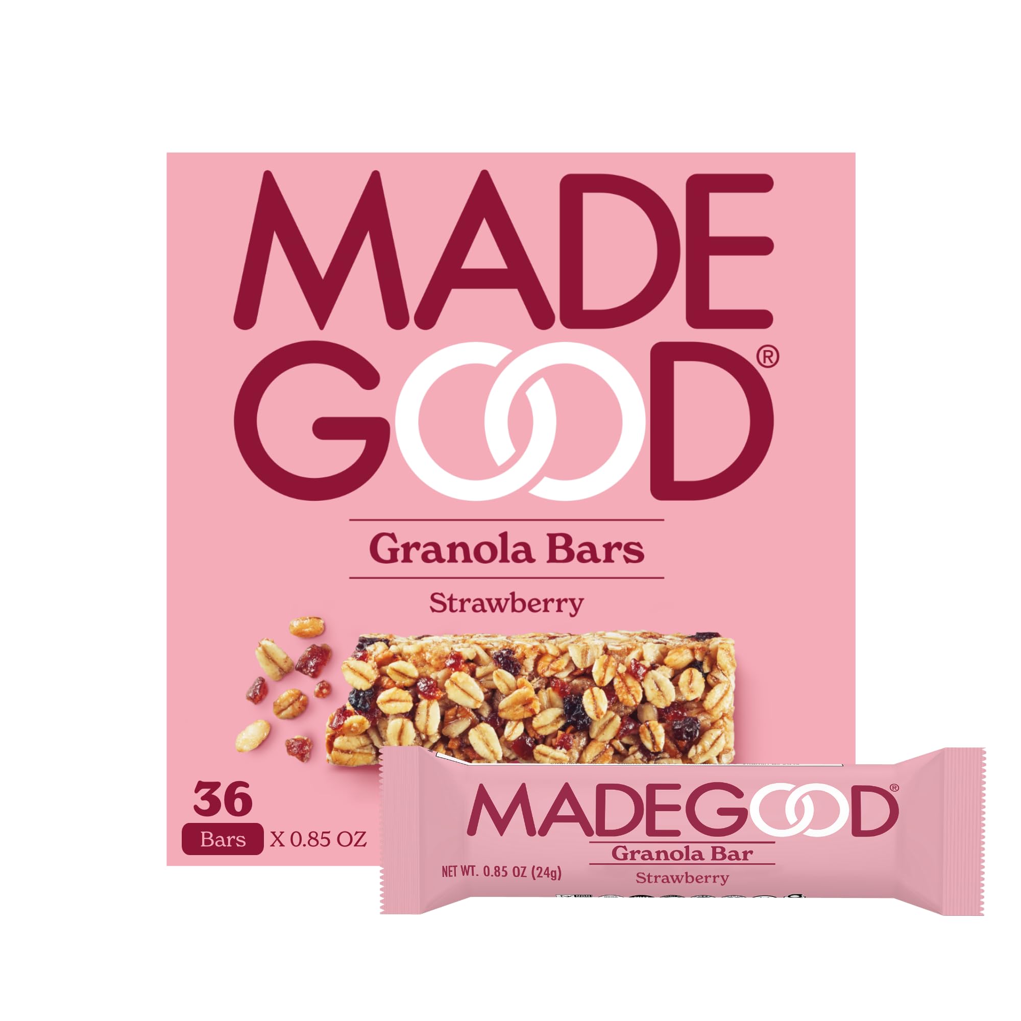 MadeGood Strawberry Granola Bars (36 Count, 0.85oz Each) Contain Nutrients from Vegetables, Gluten FreeUSDA Organic