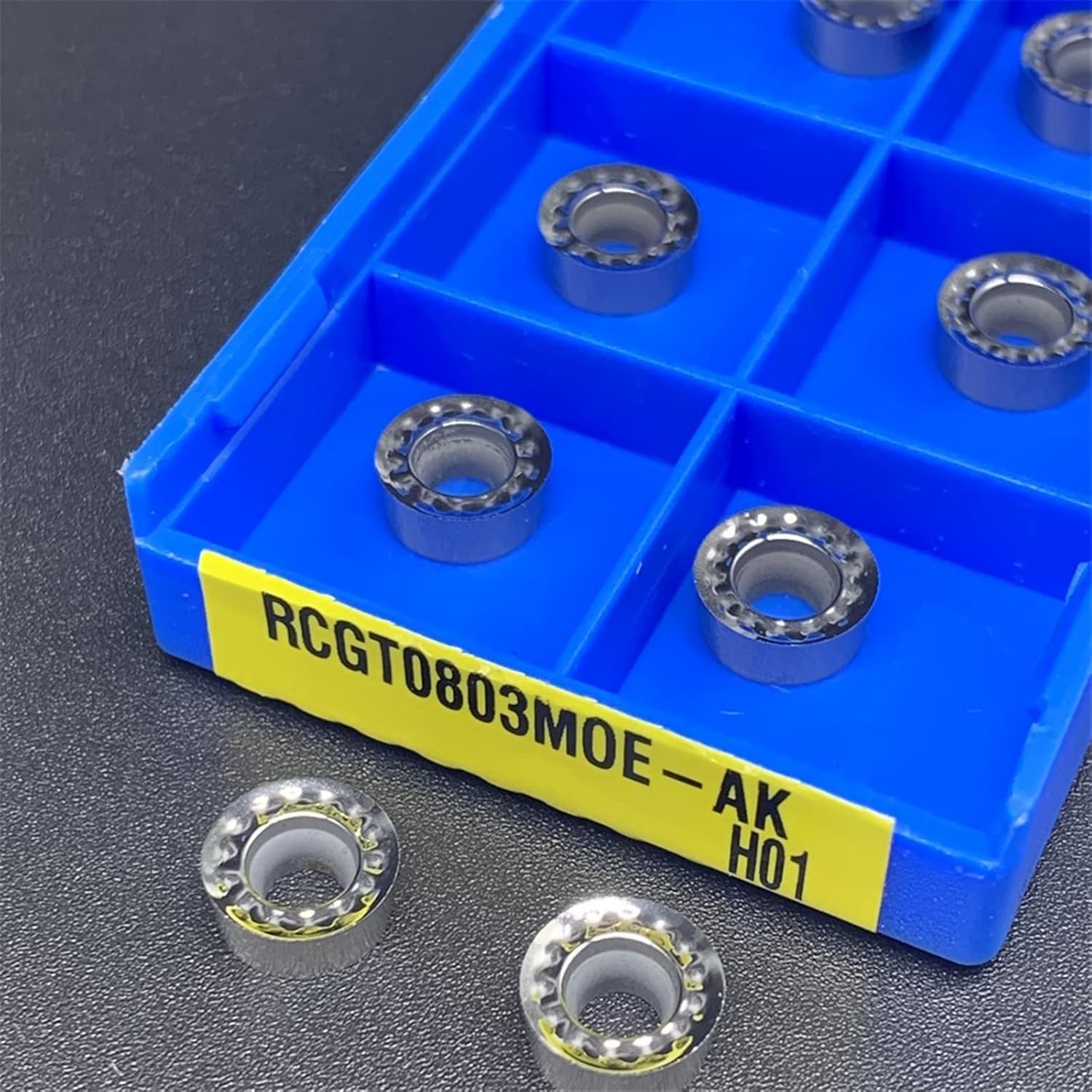 Herramientas de torneado, Insertos de cortadores 1 caja RCGT0803MOE RCGT10T3MOE AK RCGT1204MOE AK H01 Torno de carburo Torno giratorio Inserto redondo Herramientas de aleación de aluminio Procesamient