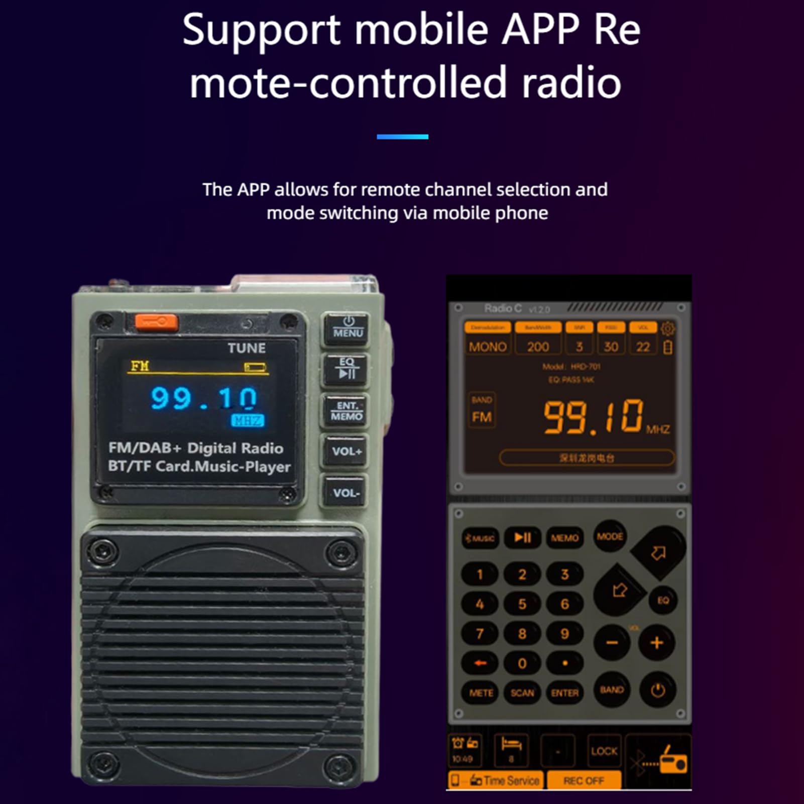 Cuifati Radio Dab FM Portable avec Bluetooth 5.2 et Télécommande, pour