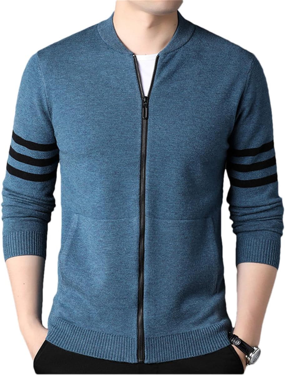 Luxury Long Sleeves Knitted Cardigan Coat Autumn Winter Men's Simple Baseball Suit Classic Casual Sweater Coat