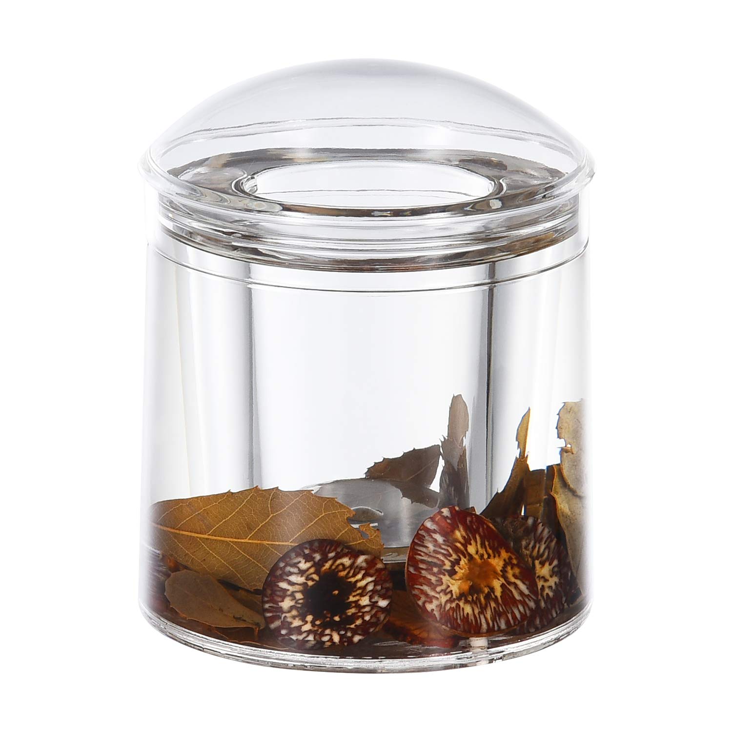 Locco DecorAcrylic Liquid 3D Floating Motion Round Qtip Cotton Ball Swab Holder Dispenser with Lid Wood