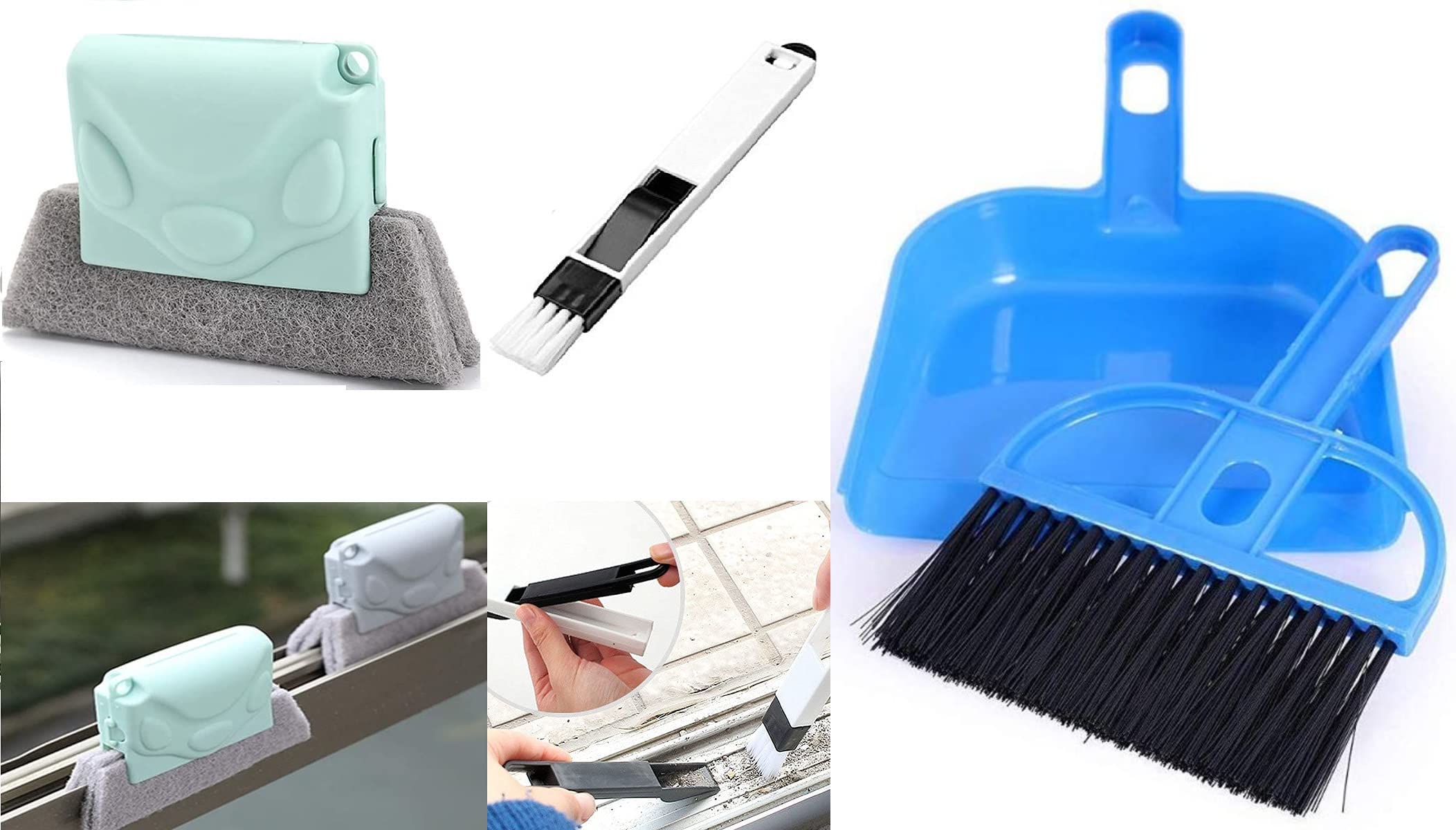 Krisnajeet Window Groove Frame and Corners Cleaning Brush Also Dust Cleaner Tool for All Corners, Edges, Gaps and Keyboard with Mini Dustpan (Multicolored) (B09415RBJX) Amazon Price History, Amazon Price Tracker