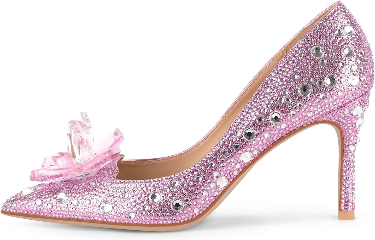 sexytag Women's Crystal Rhinestone Poined Toe Pumps Clear Stiletto High Heels