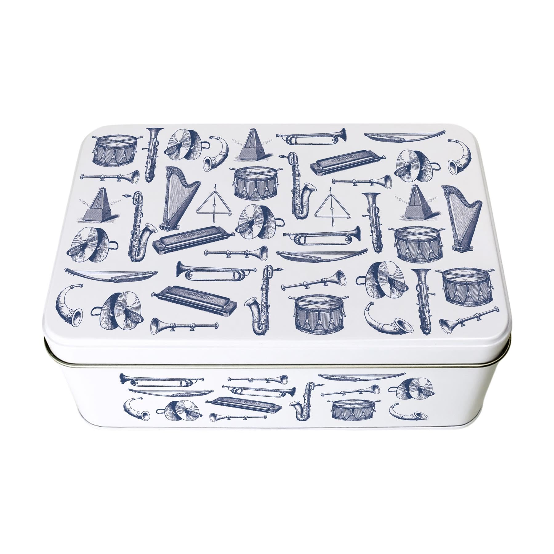 Purely Home Vintage Music Tin - Rectangular Metal Storage Container Musician Gifts 195 x 125 x 75mm