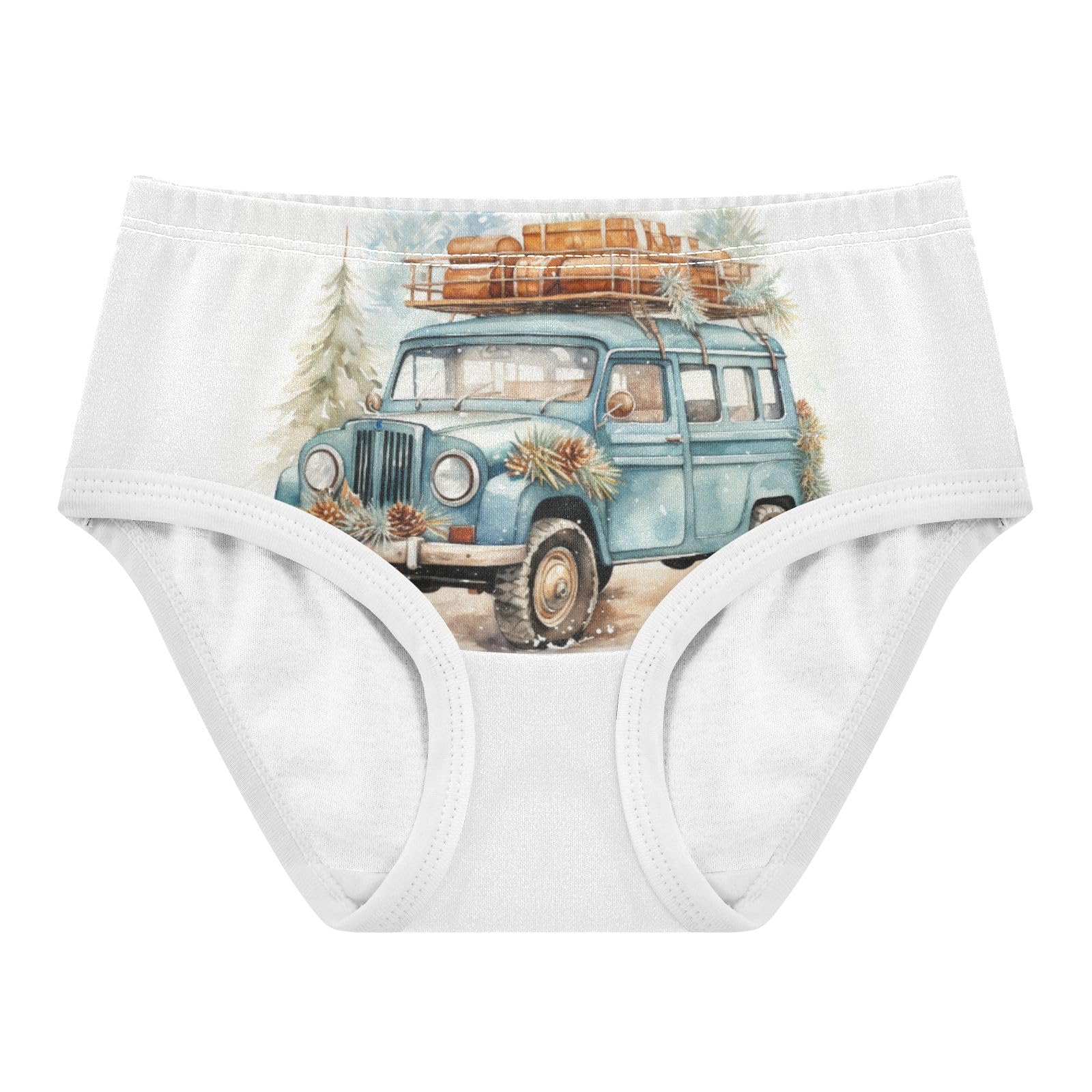 ALAZA Toddler Girls Cotton Hipster Underwear Soft Car Green 2 Pack 2T