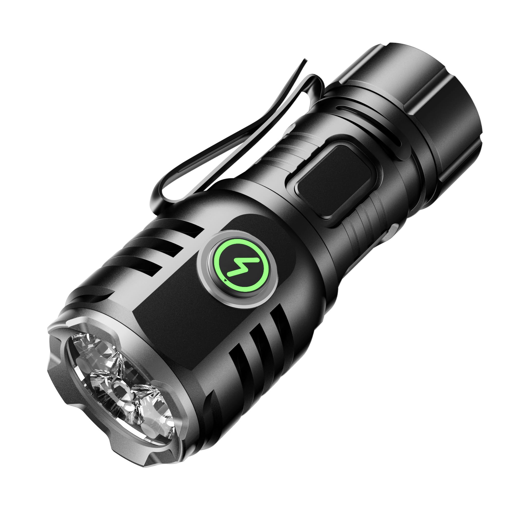 Taschenlampe kleine aufladbar LED Extrem Hell 6000 Lumen, TYPE-C aufladbar 4* Starke Lampenperlen Mini Torch mit 8 Lichtmodi und Langer Betriebsdauer Wasserdicht, für Camping Wandern Outdoor Notfälle