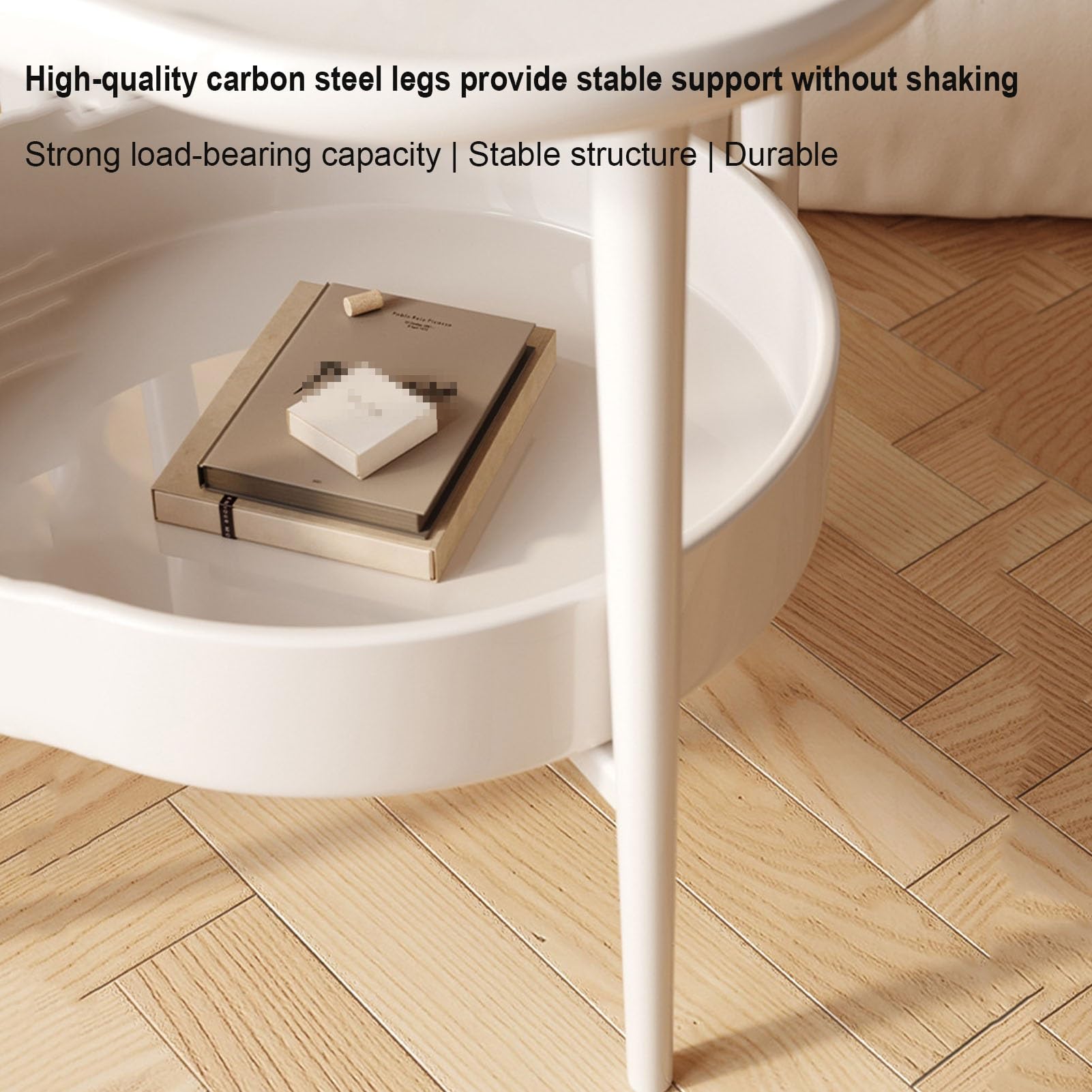 Mesa Auxiliar Redonda De 2 Niveles, Mesa Auxiliar De Cama Con Bordes Elevados, Mesilla De Noche Pequeña, Mesa De Té De Sobremesa En Forma De Flor Para Sala De Estar, Dormitorio, Oficina(White)