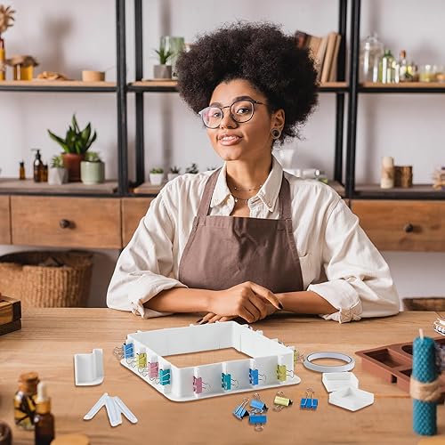 Miniatura 5 de Tioncy Paquete de 2 carcasas ajustables para moldes de silicona, marco de carcasa de plástico reutilizable, kit de fabricación de moldes de silicona