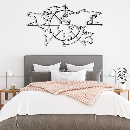 Miniatura 6 de Decoración de pared metálica del Coliseo Roma, arte de pared con mapa del mundo, regalo de inauguración de la casa, colgantes de pared, mapa del