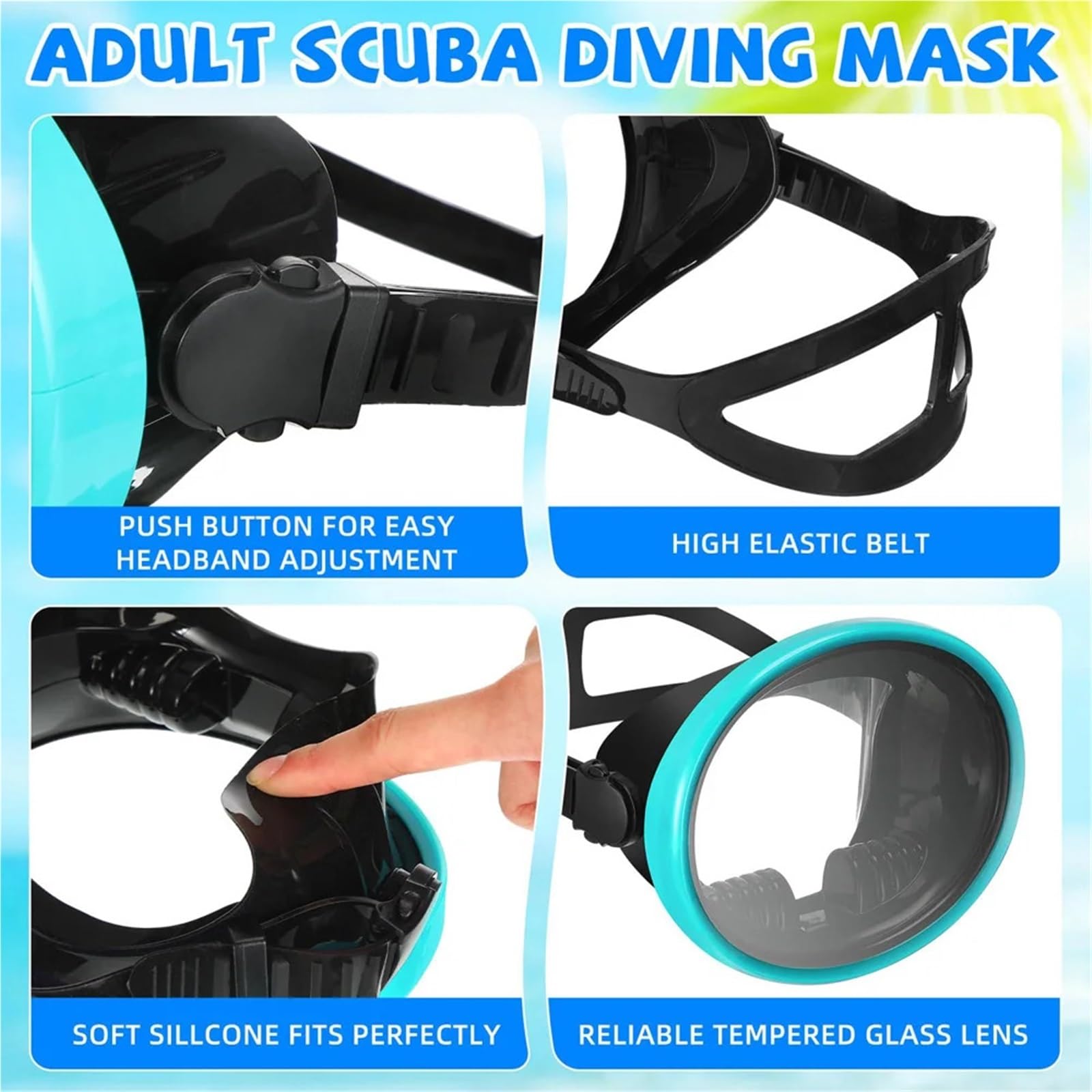 Maschera Snorkeling Mask Maschera subacquea ovale Maschera per la pesca subacquea Classico stile retrò Panoramica ampia vista Occhiali da sub Vetro temperato