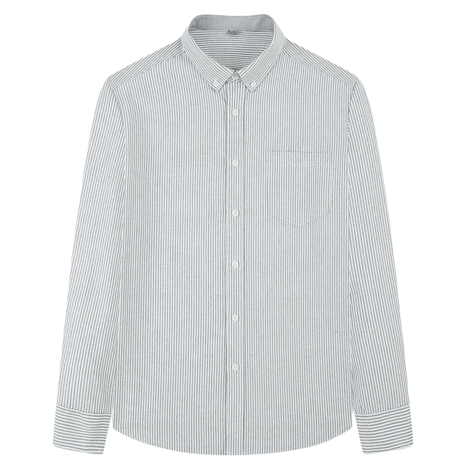 Camicia da uomo a maniche lunghe stile giapponese Oxford a righe slim fit colletto quadrato button down traspirante