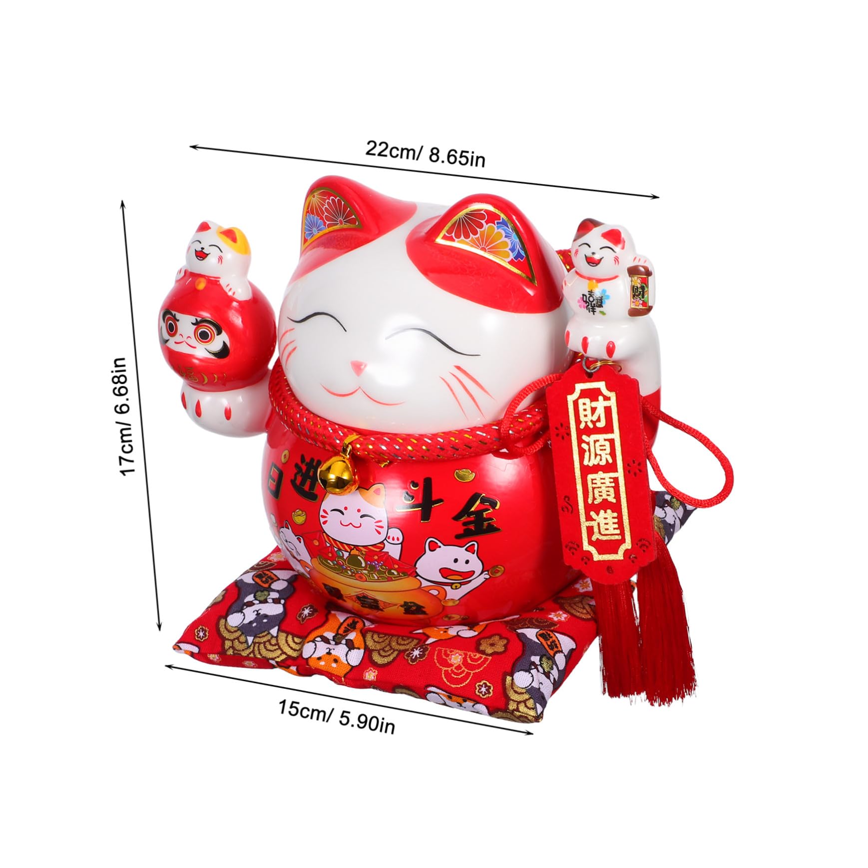 TOPBATHY Keramik-spardose in Form Einer Katze Traditionelle Maneki Neko Figur als Heimdekoration und Geldsparer Chinesisches Ornament für Tischdekoration
