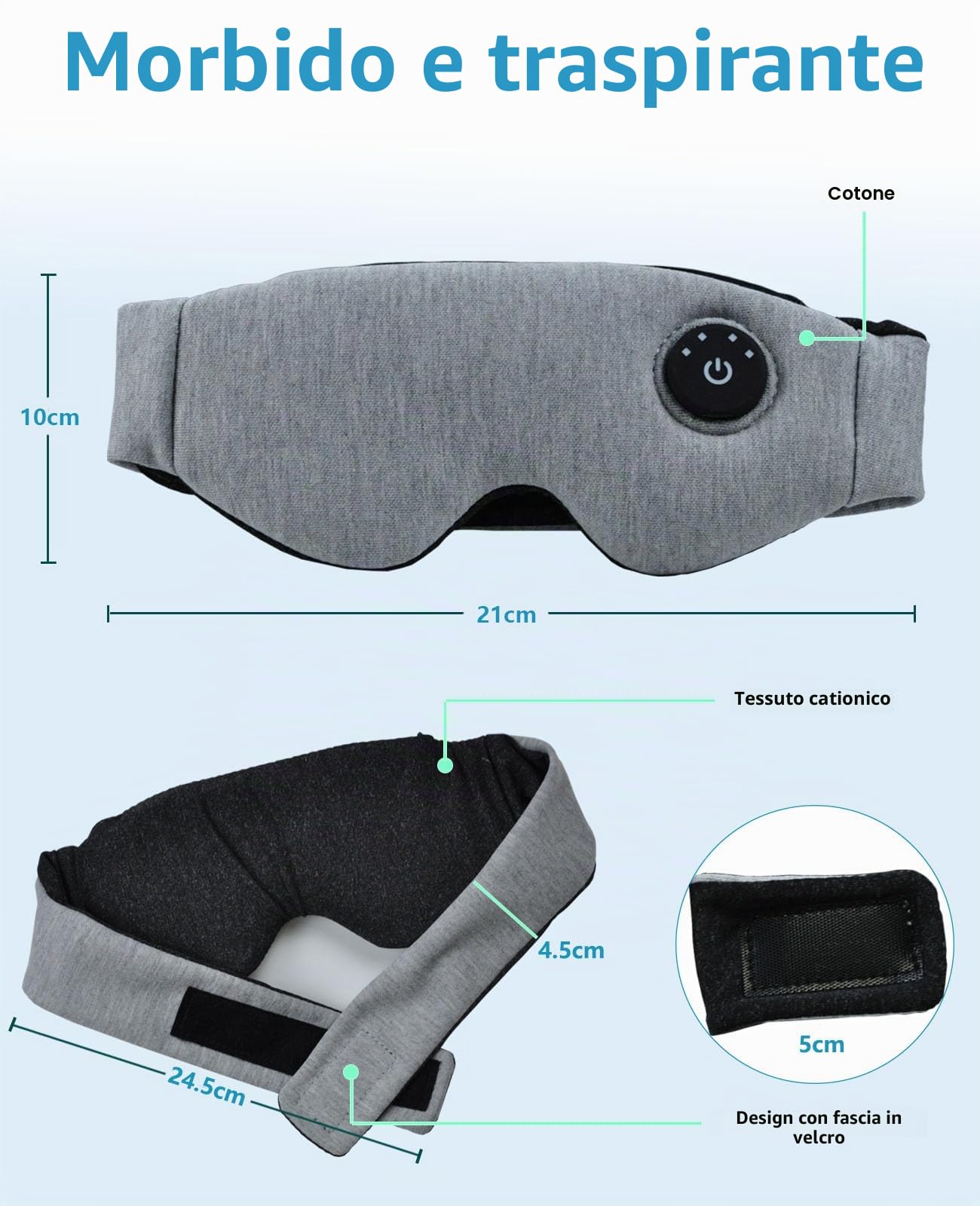 Maschera per occhi riscaldata, impacco caldo per occhi, maschera termica umida con fascia in velcro per trattamento blefarite e occhi secchi, 3 livelli di calore regolabili, lavabile e