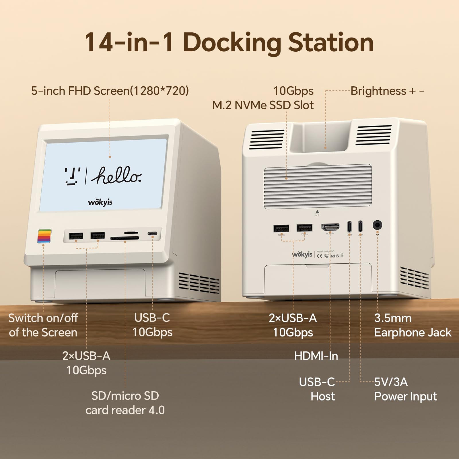 Wokyis M5 レトロドッキングステーション Amazon.com: Wokyis M5 Retro Dock Station for Mac mini M4, 5'inch