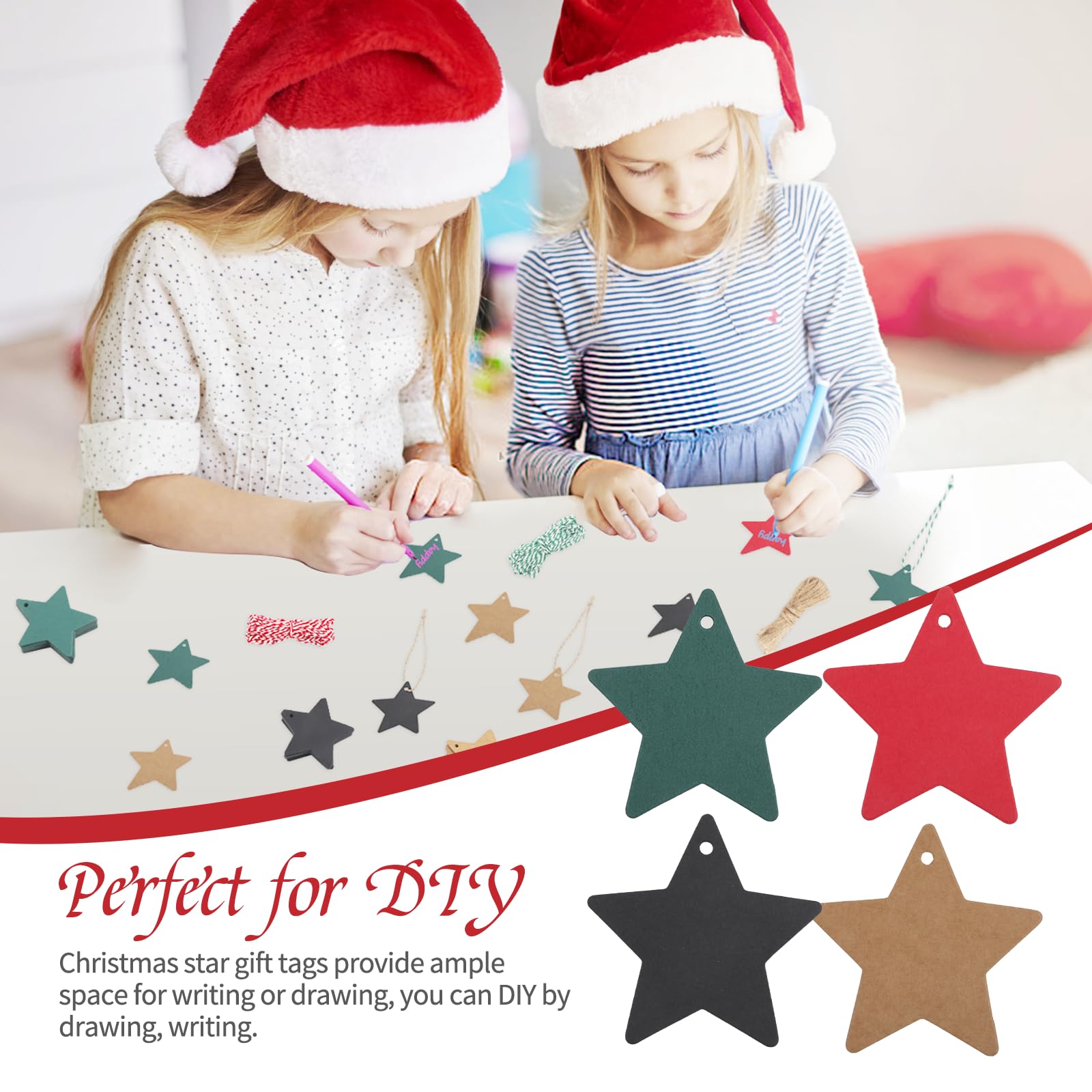160 Stück Weihnachts Geschenkanhänger - Kraftpapier Etiketten Mit 30m Schnur