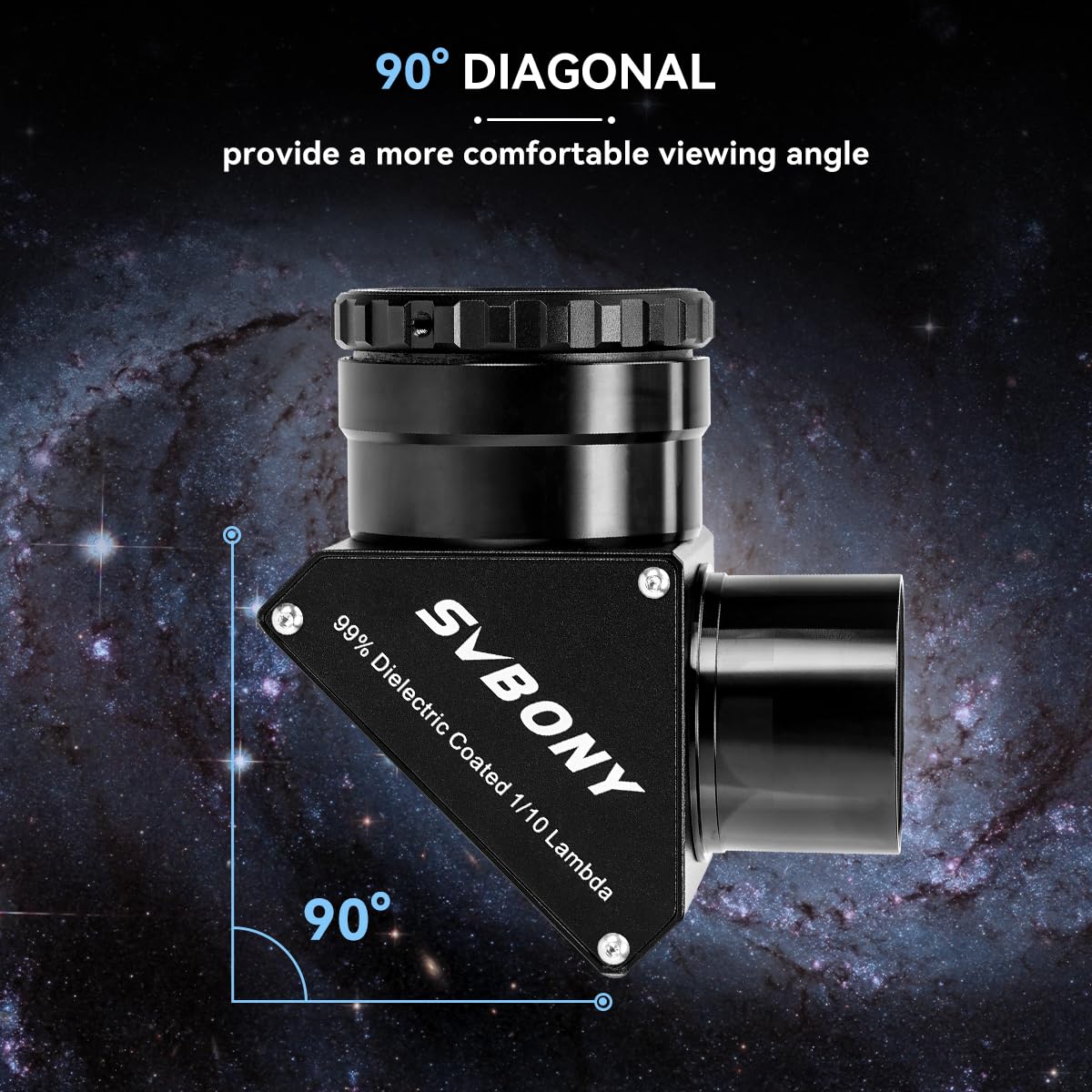 SVBONY SV223 - Espejo Diagonal de 90 Grados, Revestimiento dieléctrico Reflectante al 99%, Imagen erecta, Estrella Diagonal, 5 cm con Adaptador de 1.25 Pulgadas, Adaptador Diagonal para telescopio