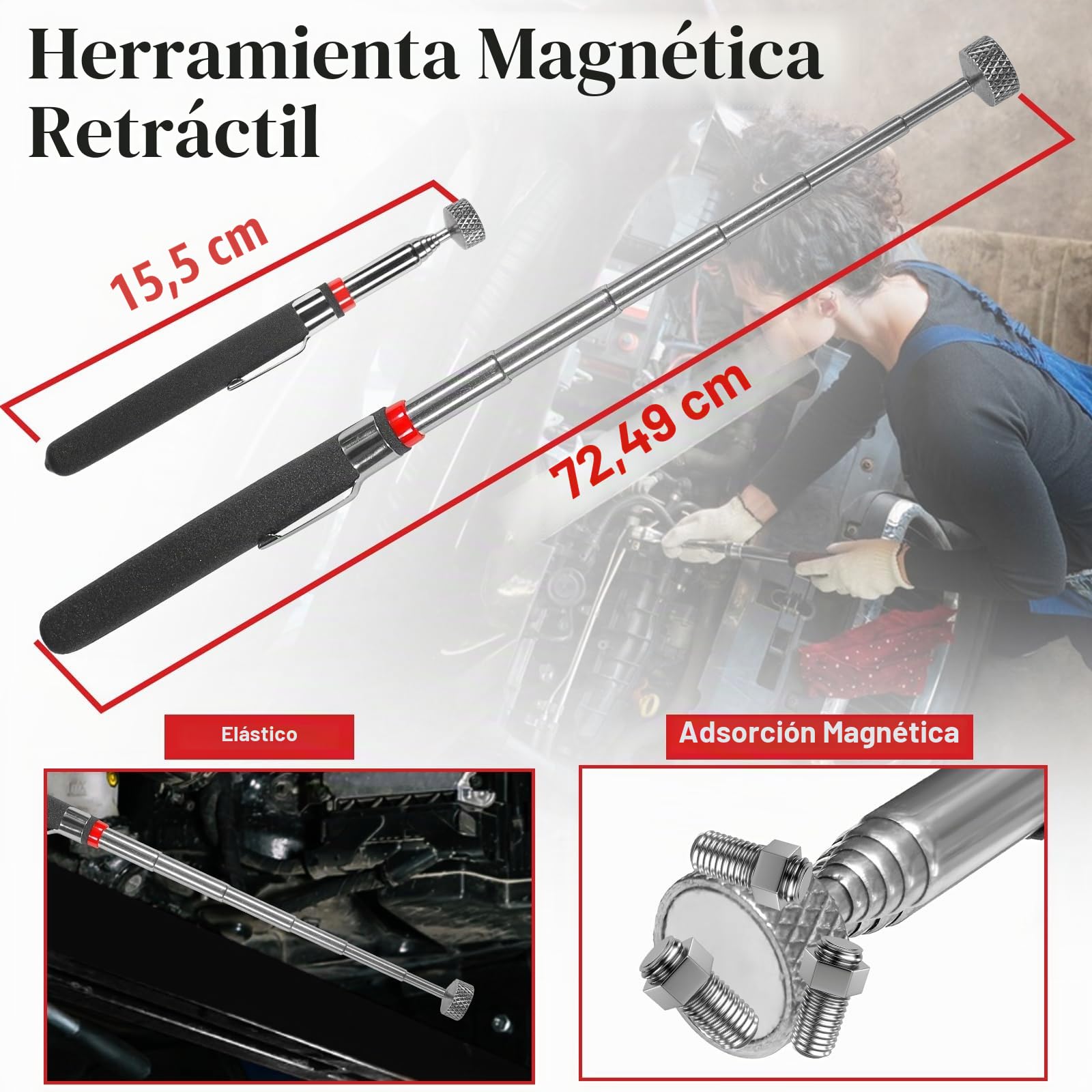 KEZE Juego de 15 púas y ganchos de precisión de acero al carbono con raspador y kit de herramientas telescópicas magnéticas para quitar mangueras de mantenimiento de electrónica automotriz, juntas