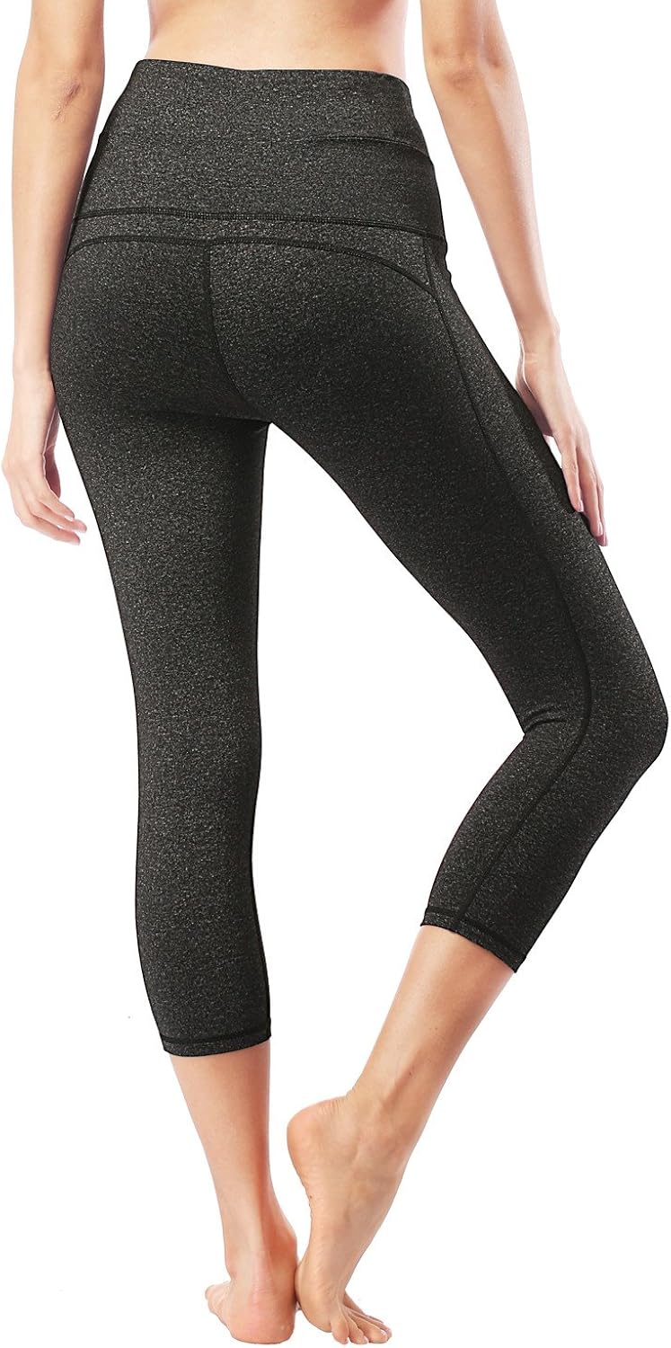 Dragon Fit Compression Yoga Capri Pants Tummy Control 4 Way Stretch Workout Running Yoga Capri Leggings Non See-Through (Small, Capri-Darkgrey)