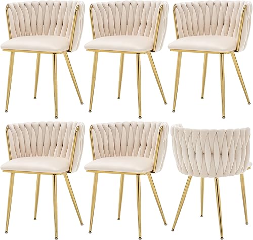 Miniatura 9 de Juego de 4 sillas de comedor de terciopelo, modernas sillas de comedor tapizadas con patas de metal dorado para comedor, tocador, cocina, sala de