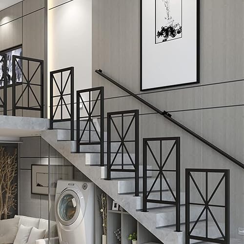 Miniatura 5 de Kit moderno de barra de agarre para pasamanos de escalera (1 a 20 pies), barandilla de mano de hierro industrial galvanizado negro para ancianos
