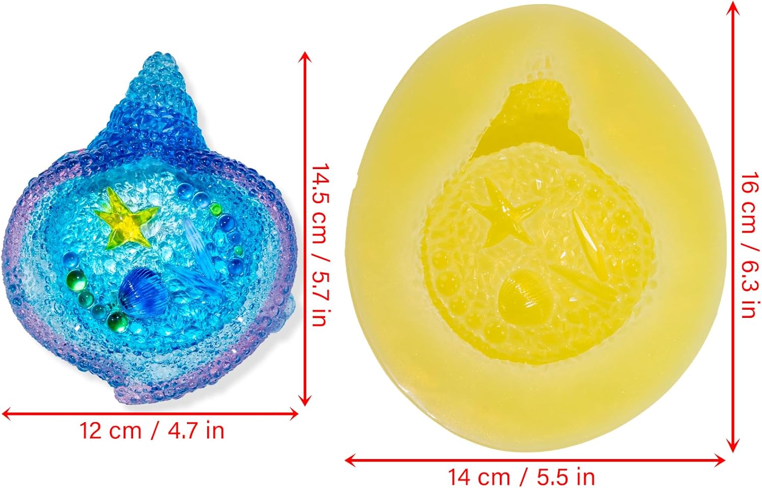 Bond Craftor Silicone Mold for Epoxy Resin with Sparkling Effect (Conch Plate)