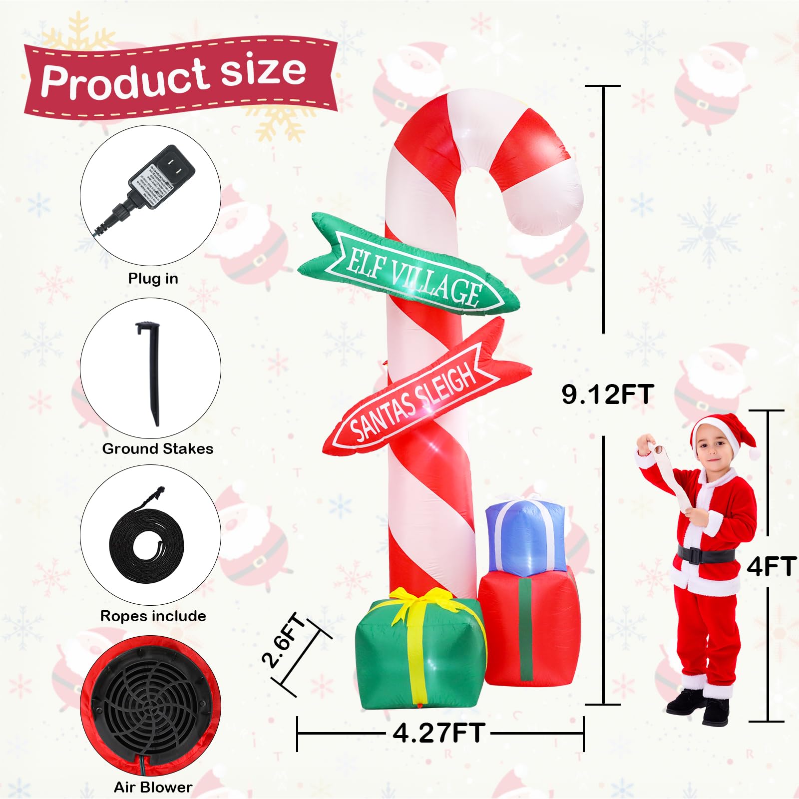 クリスマス飾りキャンディ ライトアップ インフレータブル 膨らます庭　屋外装飾 Amazon.co.jp: クリスマスインフレータブルデコレーション
