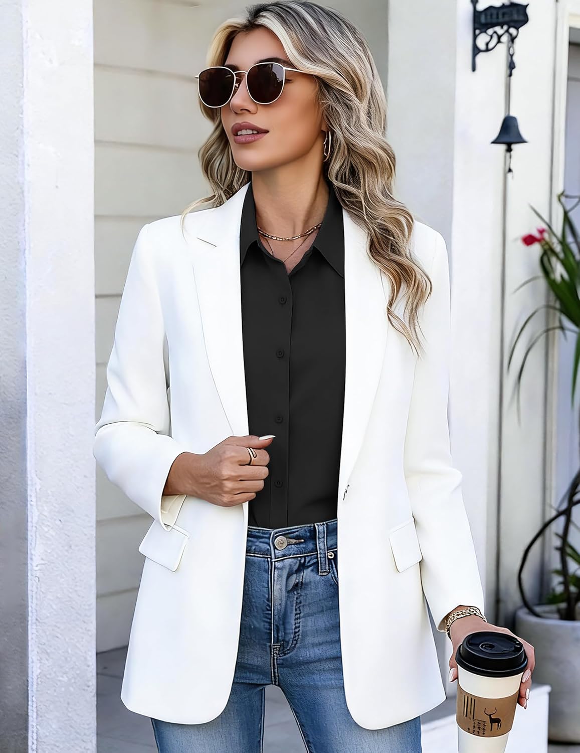 HOTOUCH Button Down Shirts for Women Short Sleeve Dress Shirts Fitted Business Casual Blouse Office Work Tops - Image 5