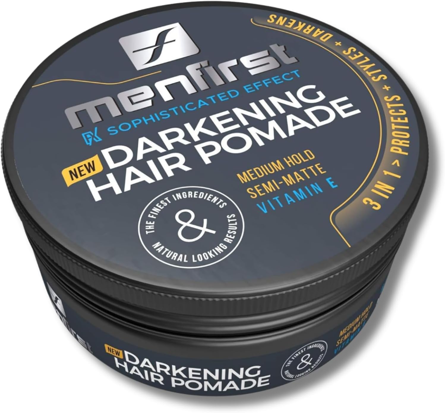MENFIRST - Hair and Beard Pomade for Men - Instant Gray Coverage for Medium Brown to Black Styling Paste - Darkens White Hair Like a Wax - 1 Pack