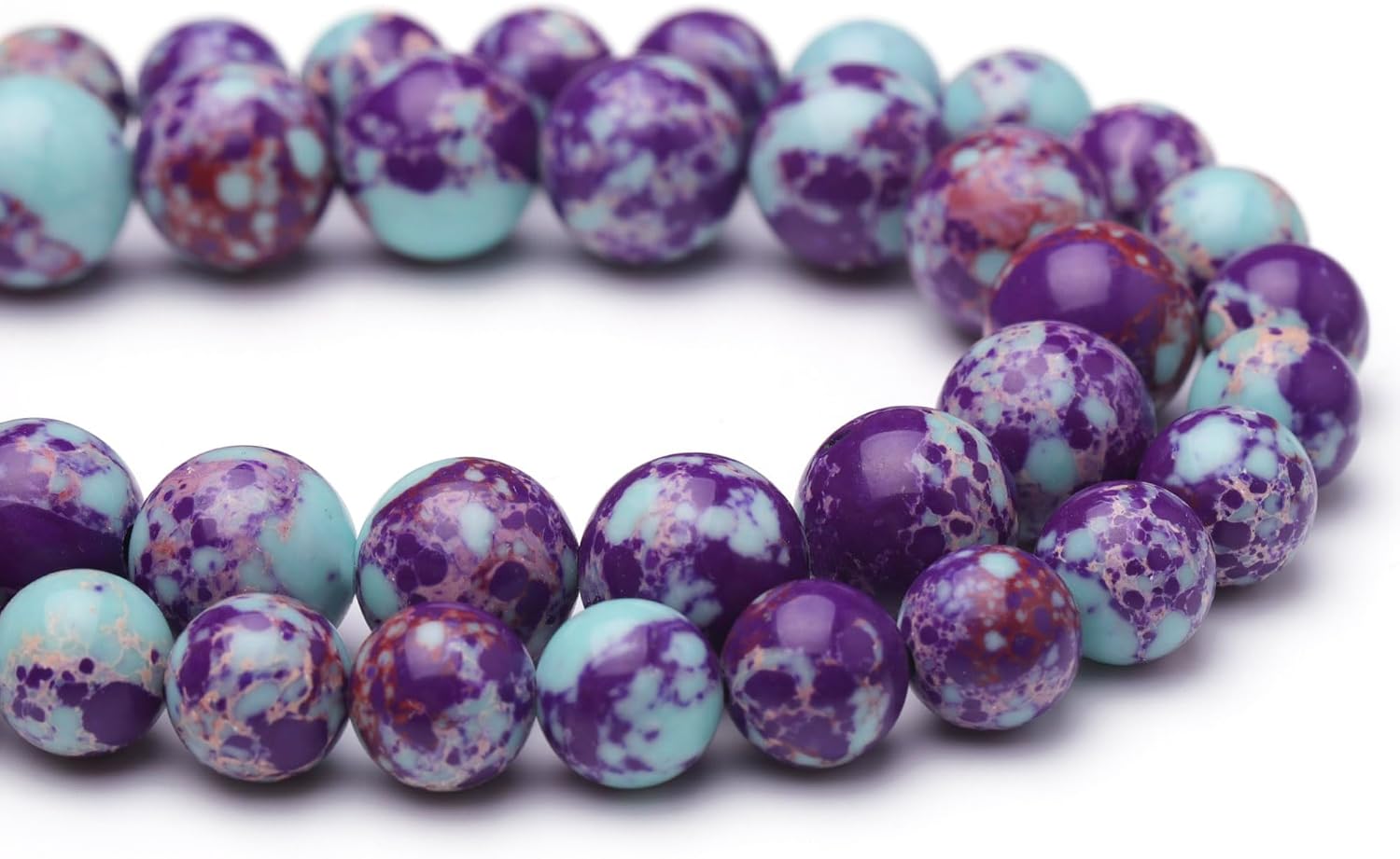 Natural Stone Beads for Jewelry Making,8mm Purple-Blue Imperial Jasper Polished Smooth Round Gemstone Beads for Bracelet Necklace 15 Inch - Image 3