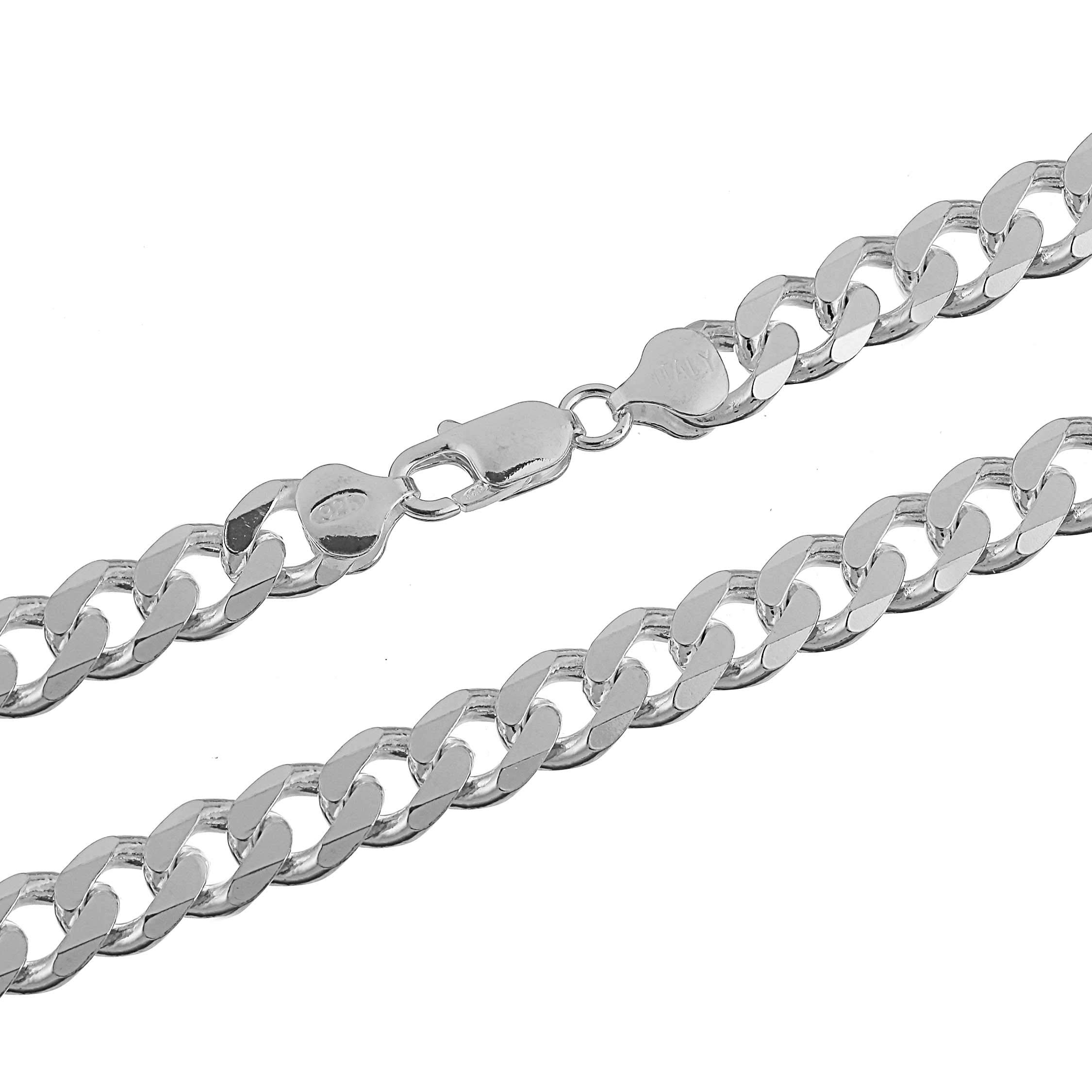 Sterling Silver Cuban Curb Link Chain Necklace 10mm Lobster Clasp 22 inch