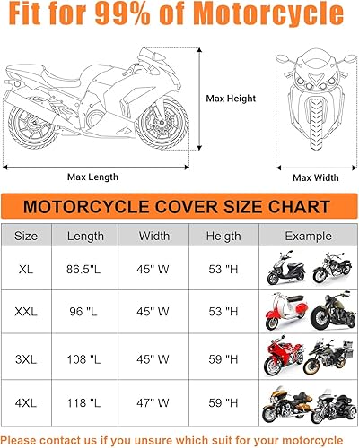 Miniatura 5 de Funda Completa para Motocicleta Impermeable para Almacenamiento Interior/Exterior, Funda Impermeable para Motocicleta Resistente con Tiras