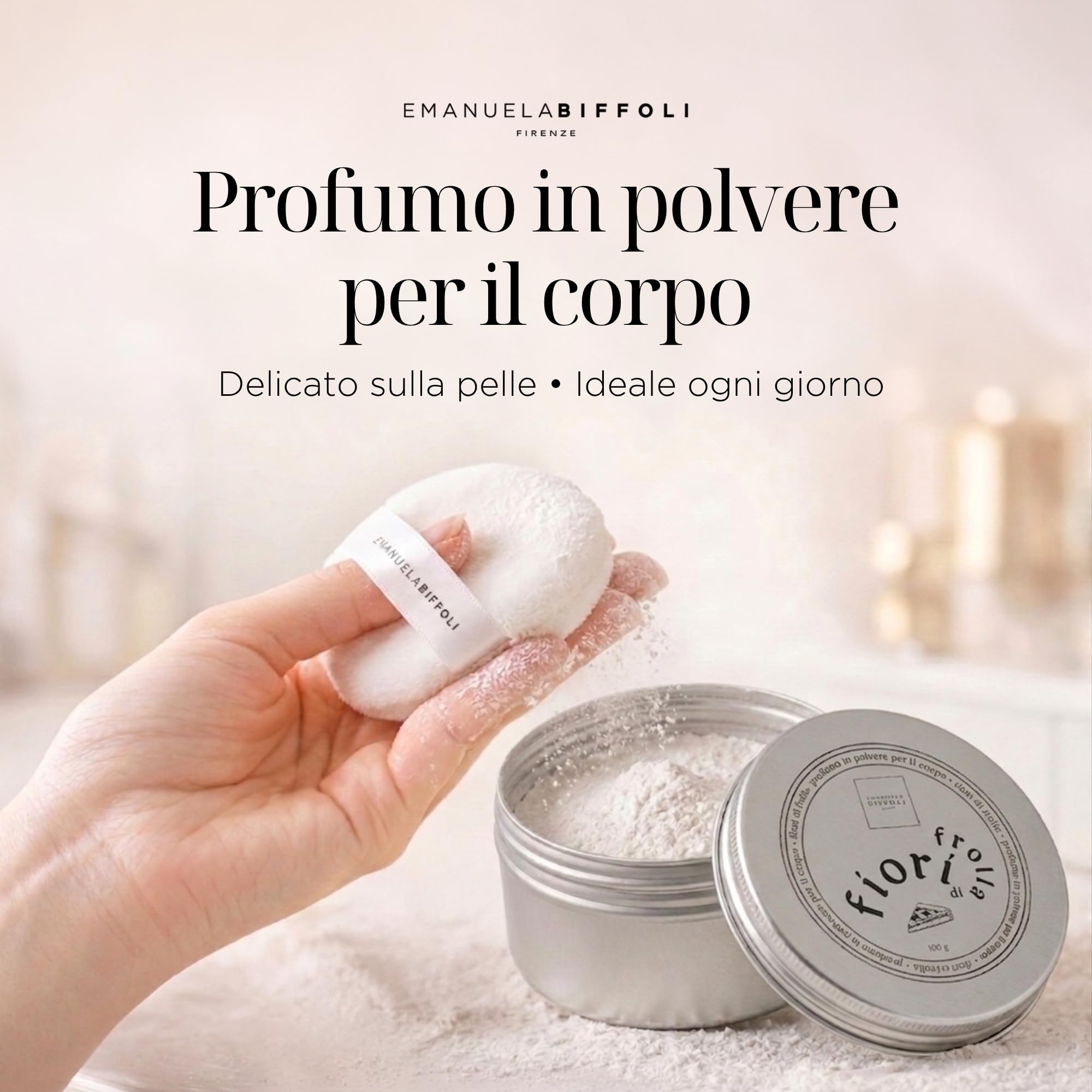 Profumo in Polvere Donna Emanuela Biffoli – Fragranza Delicata Corpo – Varianti Fragranza (Fiori di Frolla)