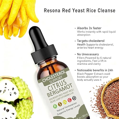 Miniatura 5 de Resona - Limpiador de arroz con levadura roja, suplemento herbario sin OMG con bergamota cítrica, hoja de olivo y pimienta negra, fórmula de