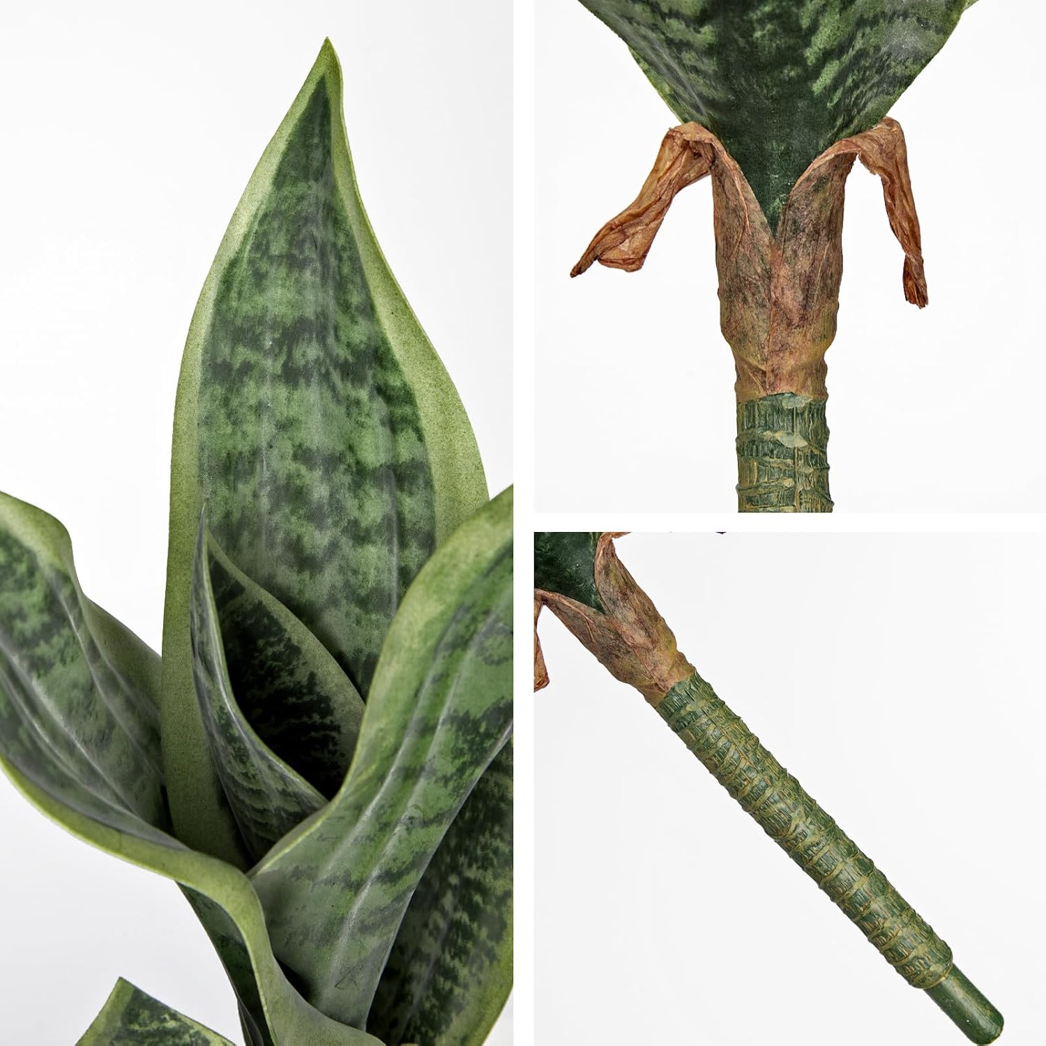 Unpotted Artificial Snake Plant Faux Sansevieria Leaf Single Stem Fake Agave Greenery Realistic Plastic Plant for Home Office Garden Indoor Outdoor Decor