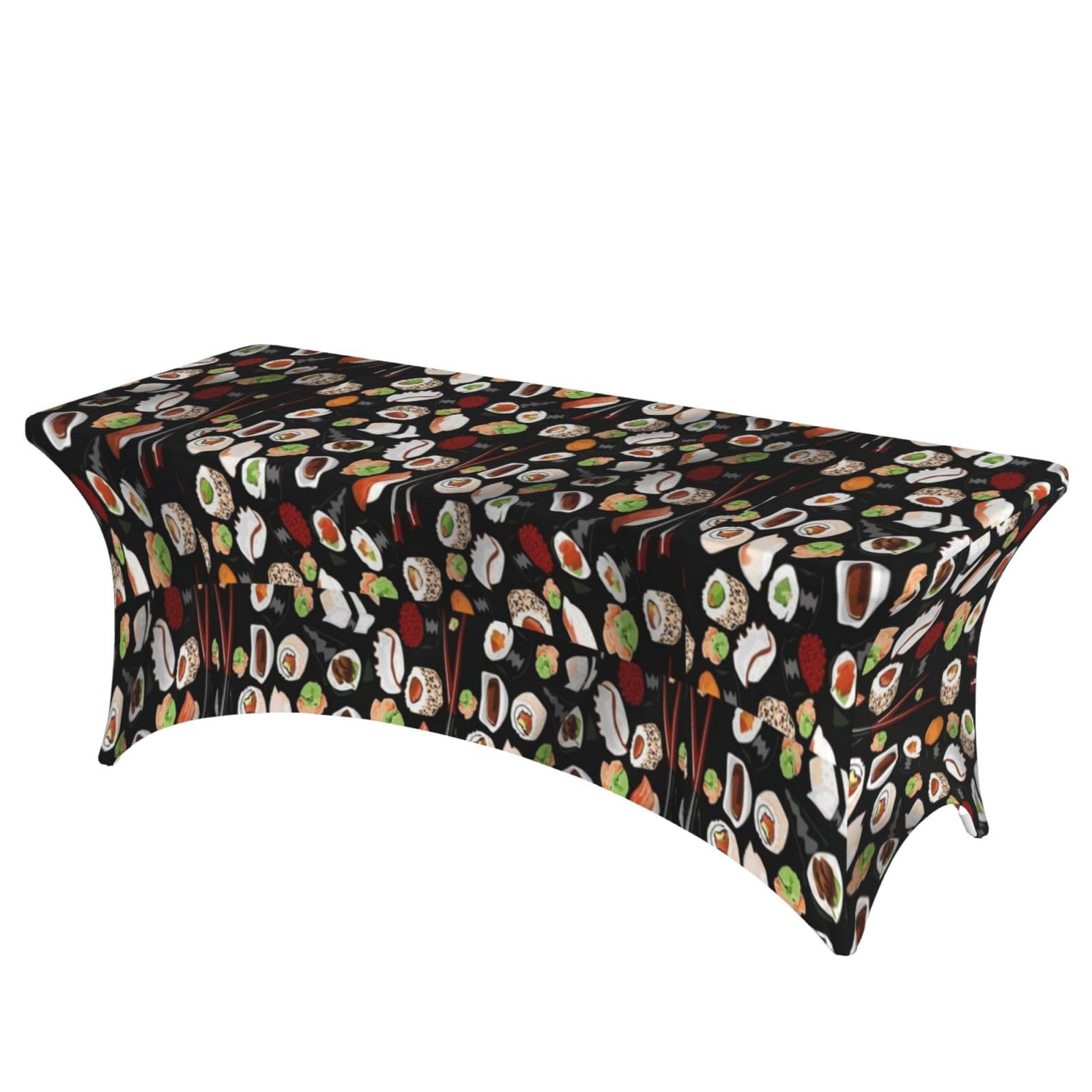 ERCgad Japanese Sushi Black Print Rectangular Tablecloth Dining Banquet Party Events Home Celebration Table Cover