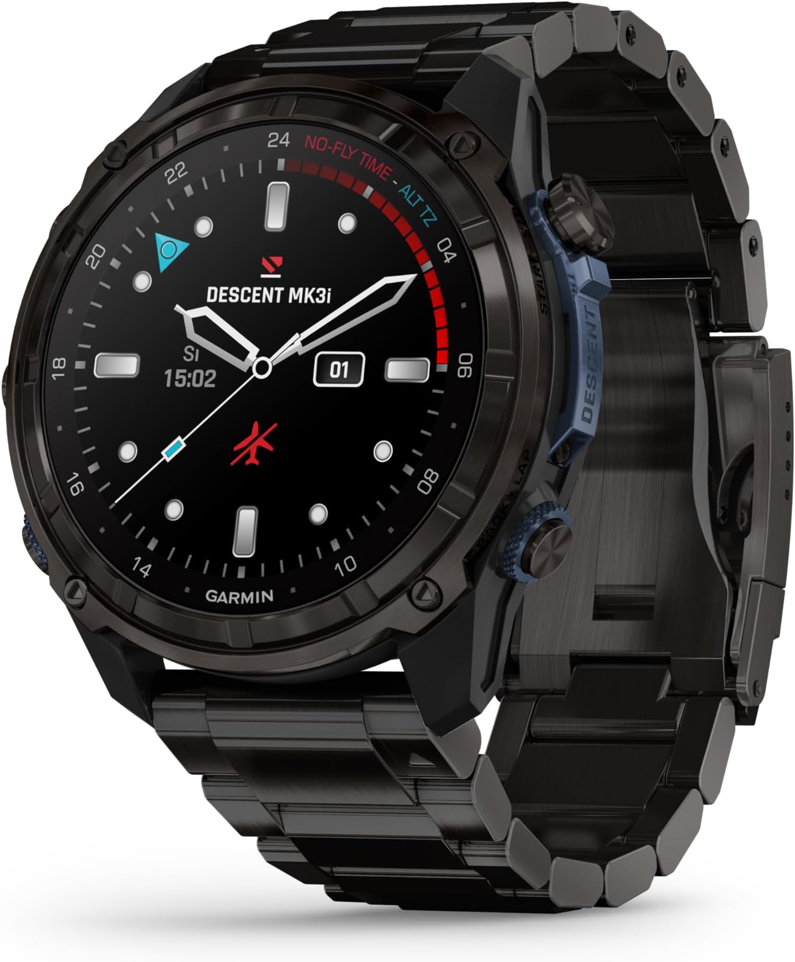 Descent Mk3i Dive Computer and Multisport GPS Smartwatch, Air Integration, Black Titanium