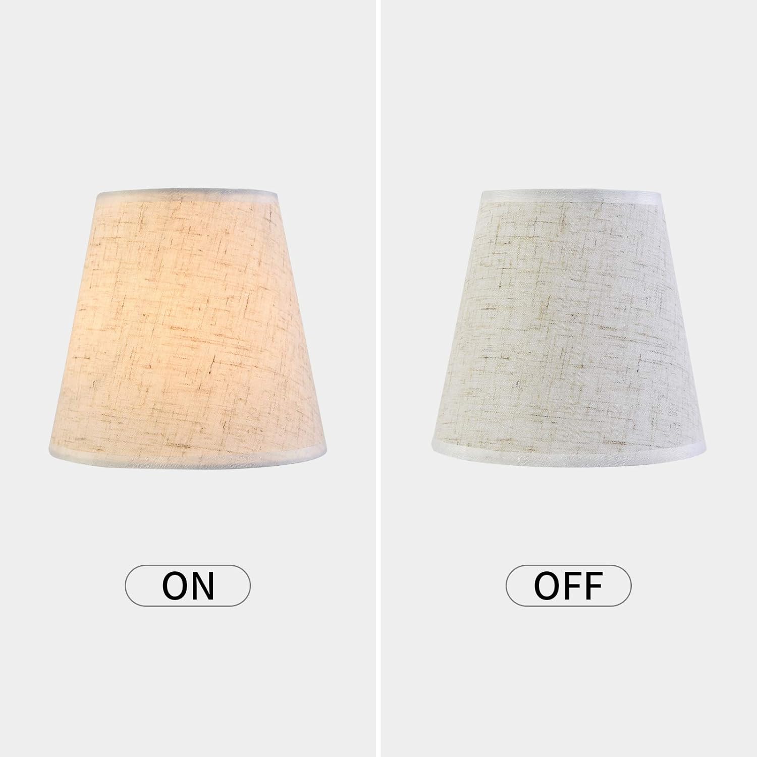 Chandelier Lamp Shades Clip on Bulb Set of 6,Small Lamp Shades Size 3.54x5.51x5.11 Inch Cotton and Linen Fabric Creamy White
