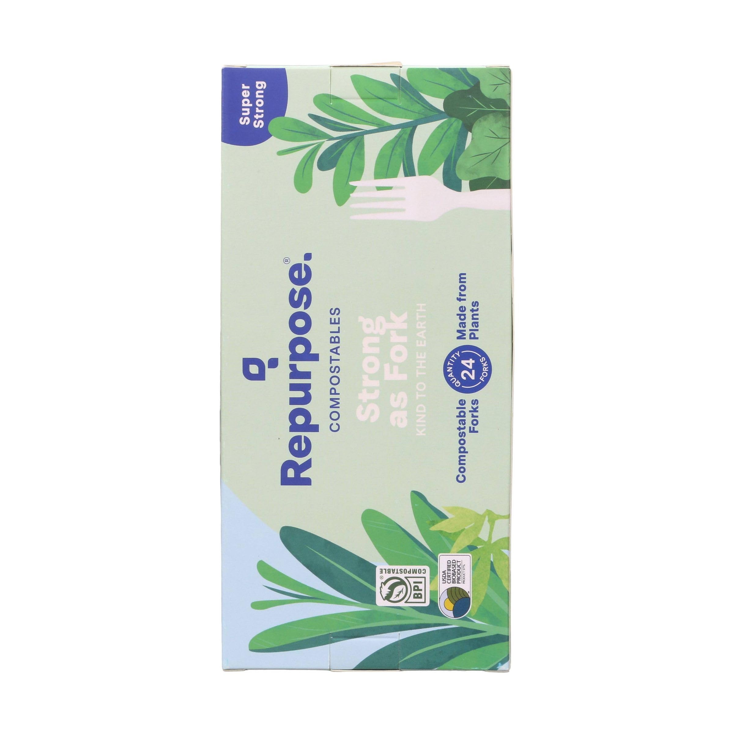 Repurpose Compostables 855995003068 Tenedores de alto calor, vajilla desechable de 24 quilates, papel, blanco roto