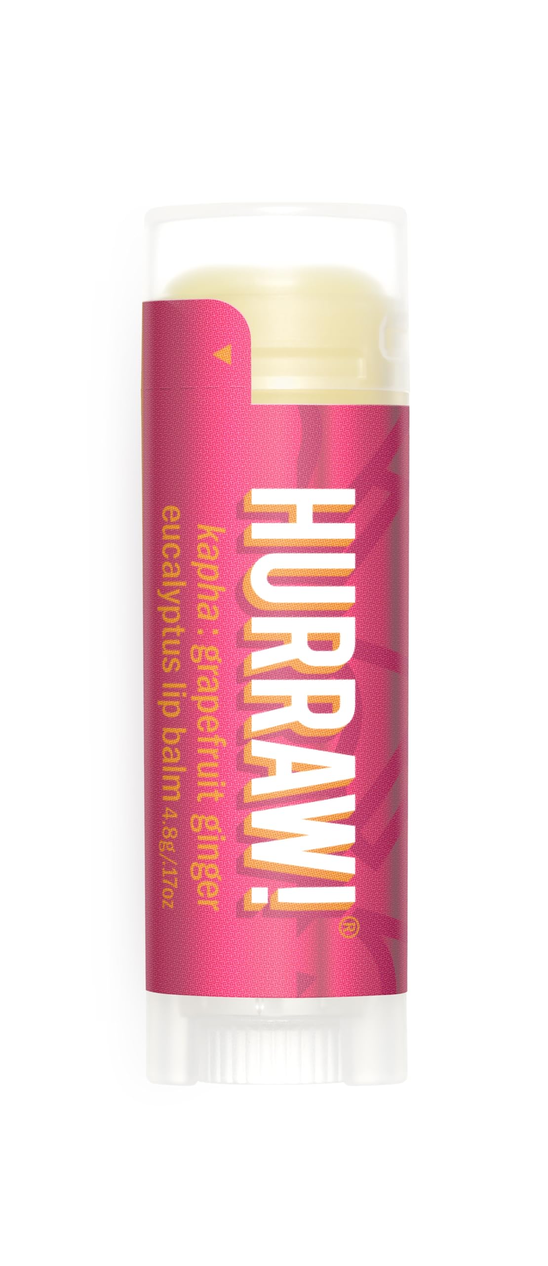 Hurraw! Grapefruit, Ginger, Eucalyptus (Kapha) Lip Balm: Organic, Certified Vegan, Cruelty and Gluten Free. Non-GMO, 100% Natural Ingredients. Bee, Shea, Soy and Palm Free. Made in USA