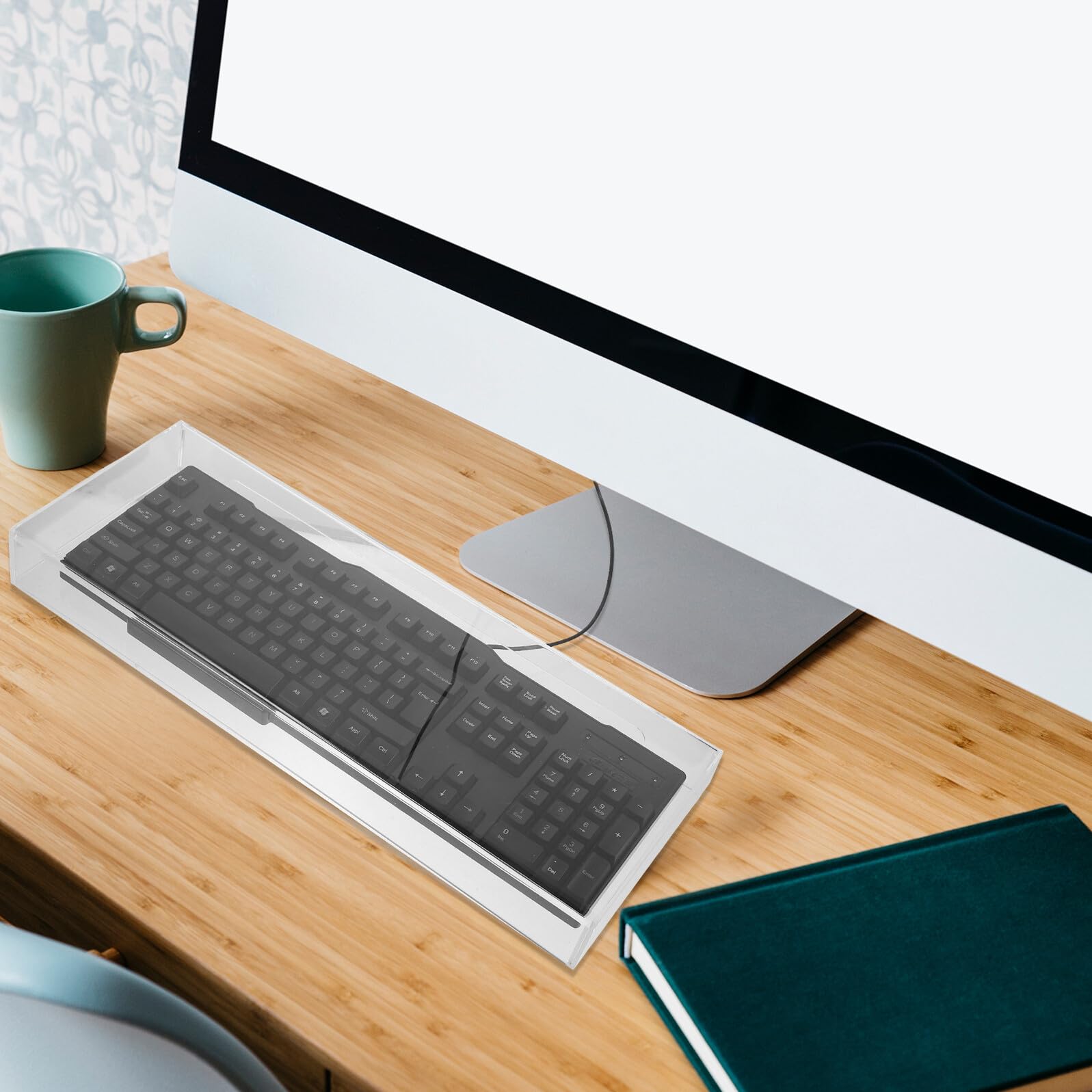 Funda para Teclado Acrílica Transparente Protección Antipolvo y Resistente a Salpicaduras Tamaño Mediano 475X175X48Mm Cubierta para Teclado Mecánico Doméstico