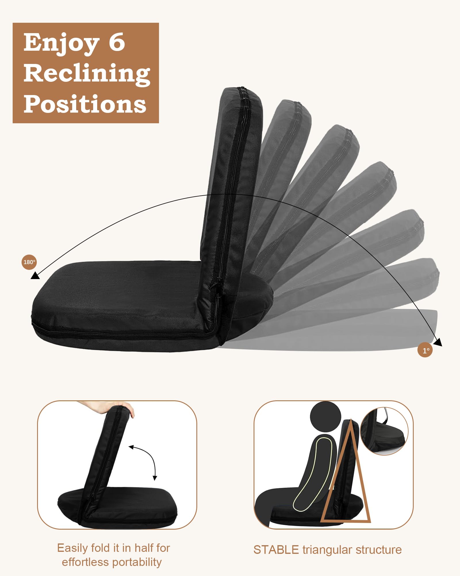 AEMIKR Stadium Seat with Back Support - Stable Bleacher Chairs with Back and Cushion Waterproof Portable Widen Thick 6-Position Reclining Stadium Bleacher for Sport Events