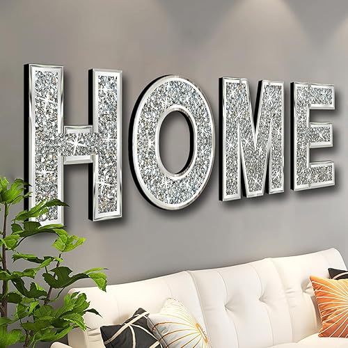 Miniatura 6 de 4 letras independientes para el hogar. Letras de diamantes de cristal. Espejo plateado para decoración del hogar para pared, chimenea, estantería y