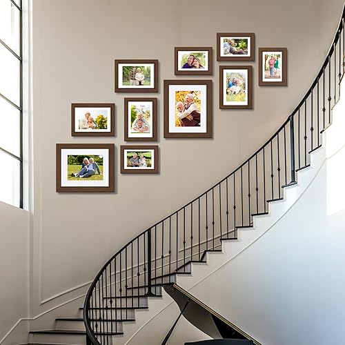 Miniatura 6 de Juego de marcos de fotos de 10 - 8 x 10, 5 x 7, 4 x 6, juego de marcos de galería para decoración de pared de collage, marco de madera con parte