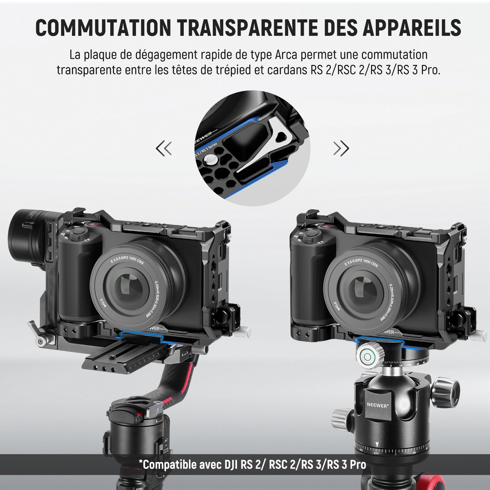 Cage Caméra Sony ZV-E10 - Poignée Silicone Et Base Arca - Compatible SmallRig