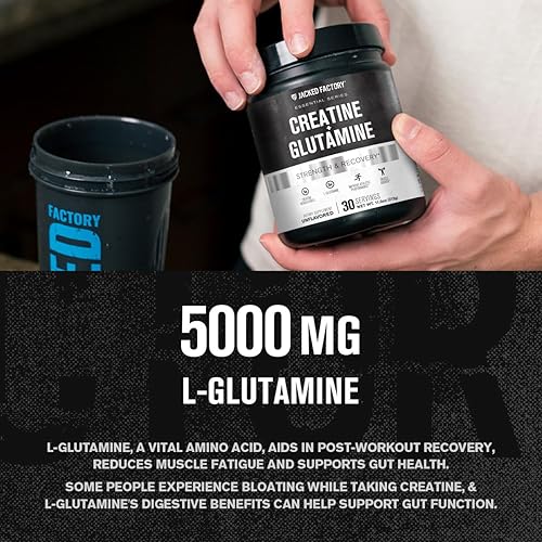 Miniatura 4 de Jacked Factory Creatina + glutamina - Suplemento de creatina con L-glutamina para recuperación muscular, crecimiento muscular, mayor fuerza, mayor