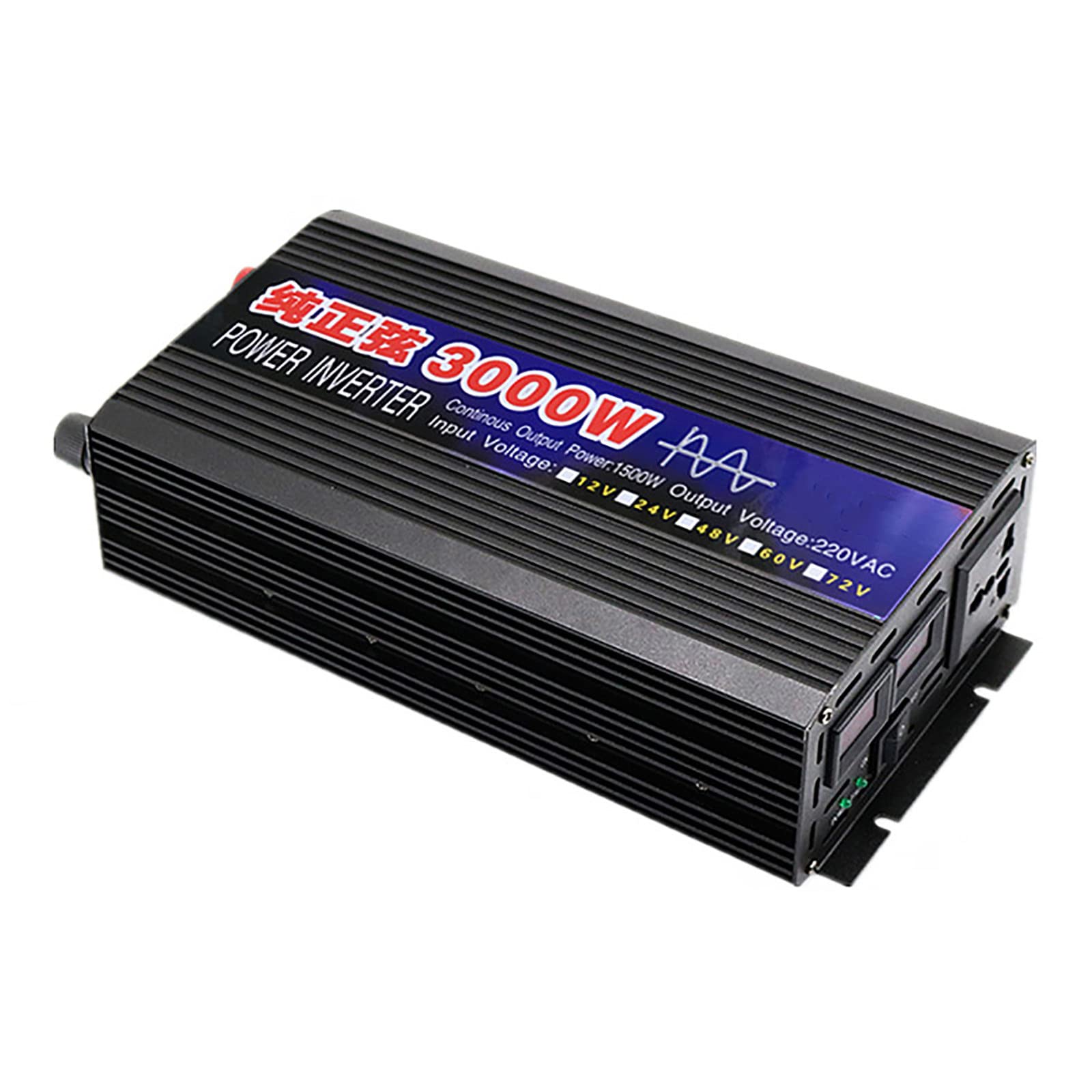 LJZLJZPure Sine Wave Inverter, 2000W 3000W 4000W Power, DC 12V 24V 48V 60V to AC 220V Voltage Converter, Solar Car Inverters with LCD Display,3000W-24V